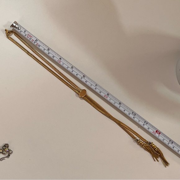 Monet Rare Vintage 1970’s Heavy Gold Lariat Bolo Mobwife Omega Chain Necklace - Picture 10 of 17